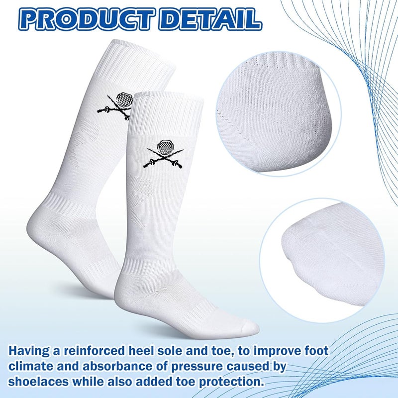 Glitopper 5 Pairs Fencing Socks for Epee Sabre and Foil White Cotton Knee High Socks Comfortable Support Athletic Stockings for Men Youth - Image 4